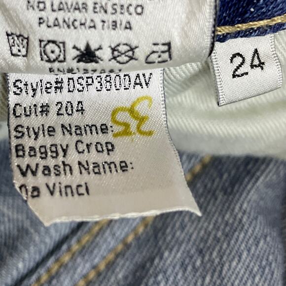 Wildfox Baggy Crop Jeans Da Vinci Wash Paint Splatters Blue Denim Size 24 NWT - Picture 7 of 10